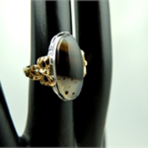 Montana Moss Agate Silver 10KGF Ring 4.75 - Picture 3 of 6